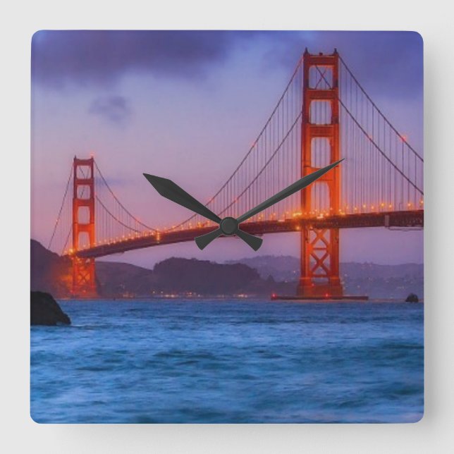 After sunset out at Baker Beach Square Wall Clock (Front)