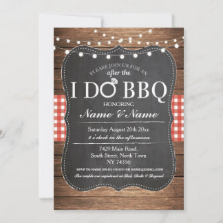 After The I DO BBQ Post Wedding Invitation Chalk