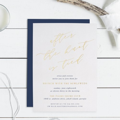 After the Knot is Tied  Post Wedding Brunch Foil Invitation