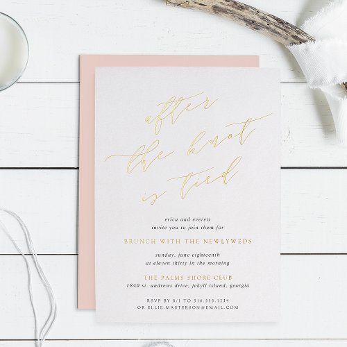 After the Knot is Tied  Post Wedding Brunch Foil Invitation