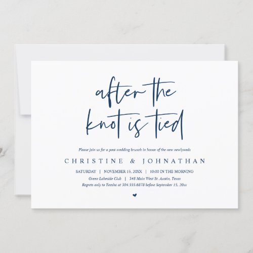 After the knot tied Elopement Post wedding Brunch Invitation
