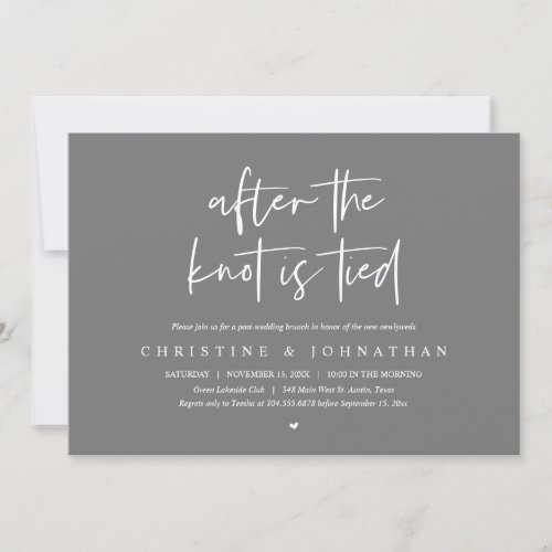 After the knot tied Elopement Post wedding Brunch Invitation