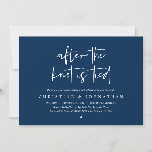 After the knot tied Elopement Post wedding Brunch Invitation