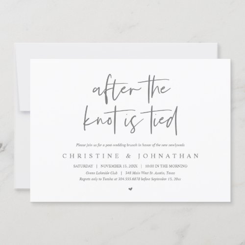 After the knot tied Elopement Post wedding Brunch Invitation