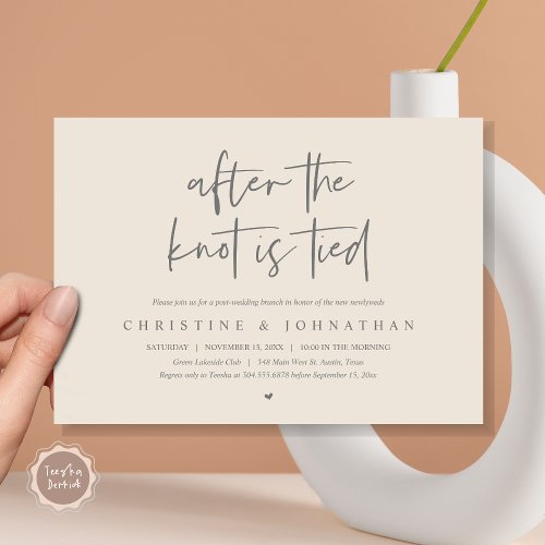 After the knot tied Elopement Post wedding Brunch Invitation