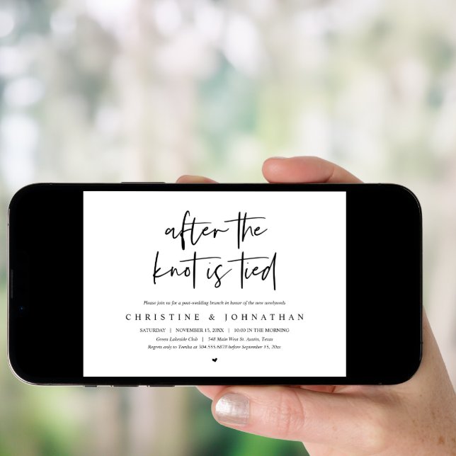 After the knot tied, Elopement Post wedding Brunch Invitation (Front Digital)