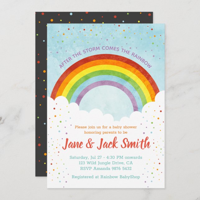 After the Rain Comes the Rainbow | Baby Shower Invitation (Front/Back)
