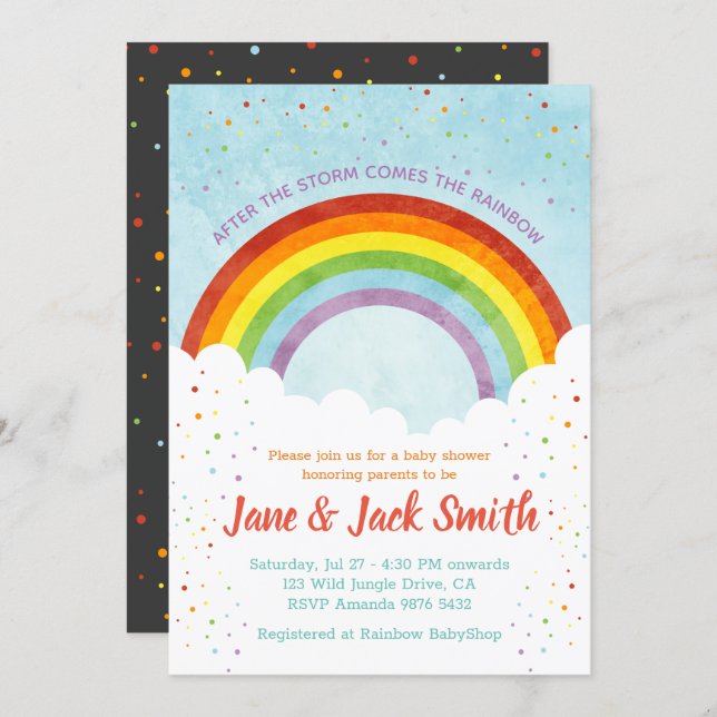 After the Rain Comes the Rainbow | Baby Shower Invitation (Front/Back)