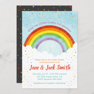 After the Rain Comes the Rainbow Baby Shower Invitation
