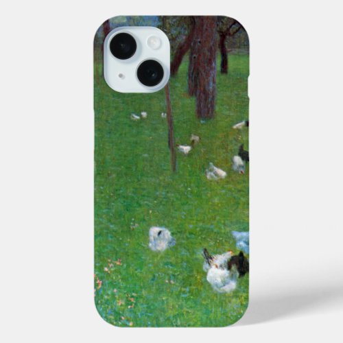 After the Rain Garden Chickens by Gustav Klimt iPhone 15 Case