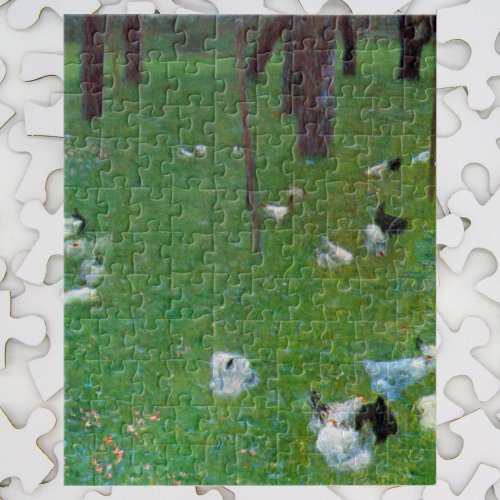 After the Rain Garden Chickens by Gustav Klimt Jigsaw Puzzle