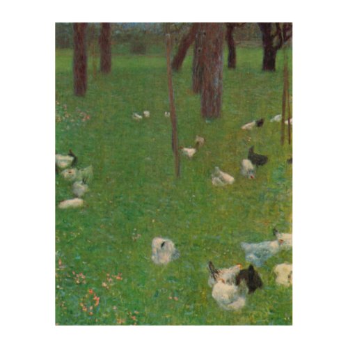 After the Rain Garden Chickens by Gustav Klimt Wood Wall Art