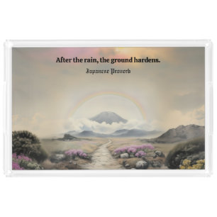 After the Rain (Japanese Watercolor Landscape Art) Acrylic Tray