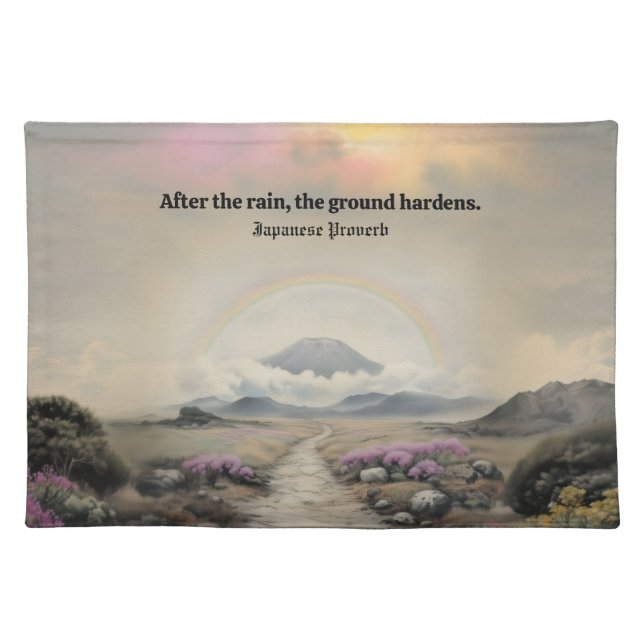 After the Rain (Japanese Watercolor Landscape Art) Cloth Placemat (Front)