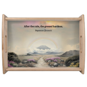 After the Rain (Japanese Watercolor Landscape Art) Serving Tray