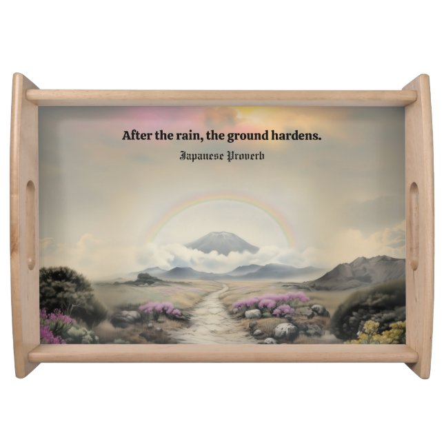 After the Rain (Japanese Watercolor Landscape Art) Serving Tray (Front)