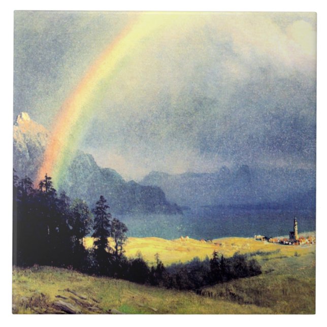 After the Shower, painting by Albert Bierstadt Ceramic Tile (Front)