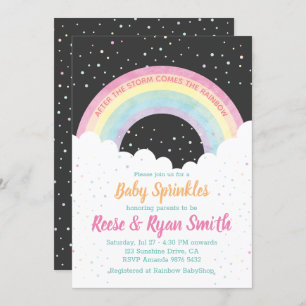 After the Storm Comes the Rainbow Baby Sprinkles Invitation