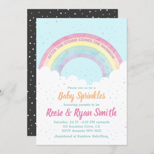 After the Storm Comes the Rainbow  Baby Sprinkles Invitation