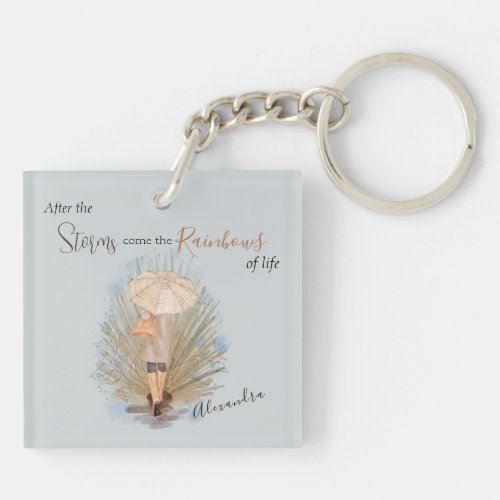 After the Storms Encouraging Watercolor Keychain