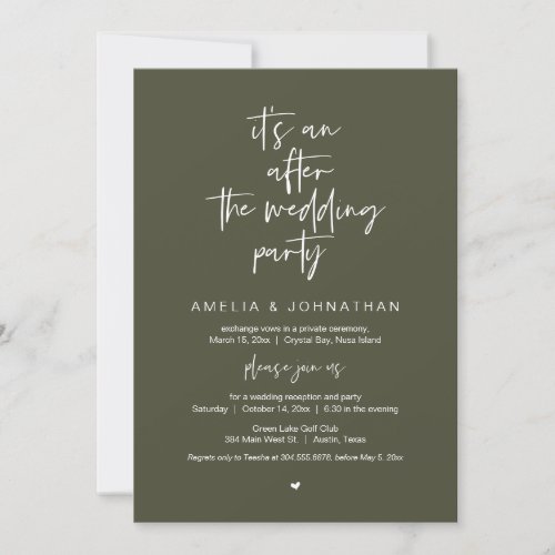 After the wedding Black Elopement Party Invitation