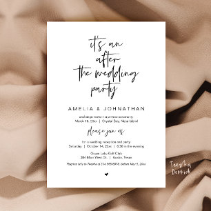 After the wedding, Black, Elopement Party Invitation