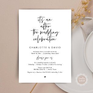 After the wedding, Black, Elopement Party Invitation