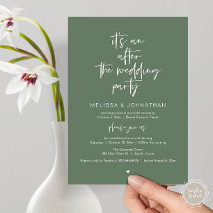 After the wedding, Black, Elopement Party Invitation