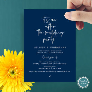After the wedding, Black, Elopement Party Invitation