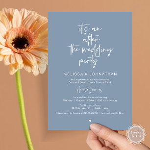 After the wedding, Black, Elopement Party Invitation