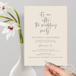 After the wedding, Black, Elopement Party Invitation