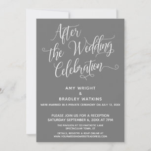 After the Wedding Celebration Elegant Dark Gray Invitation