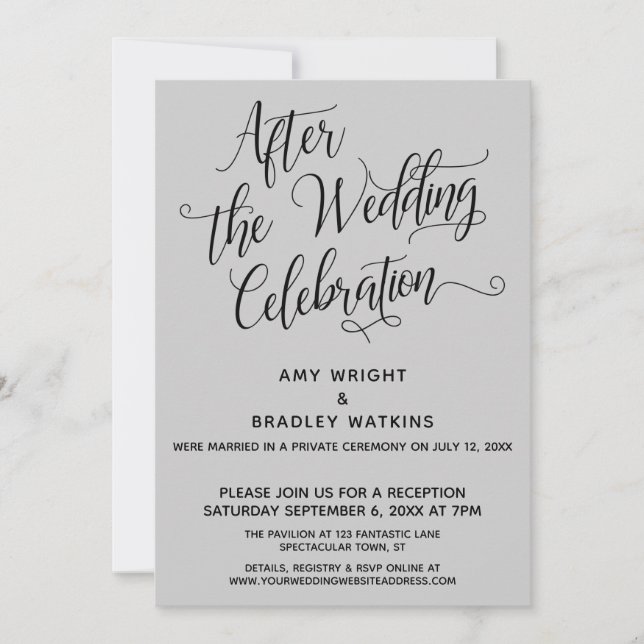 After the Wedding Celebration Elegant Light Gray Invitation (Front)
