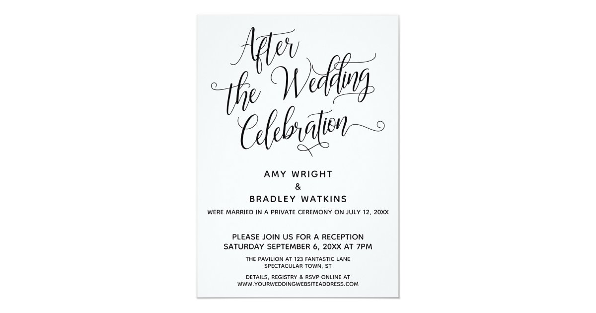 After the Wedding Celebration Elegant Script Invitation | Zazzle.com