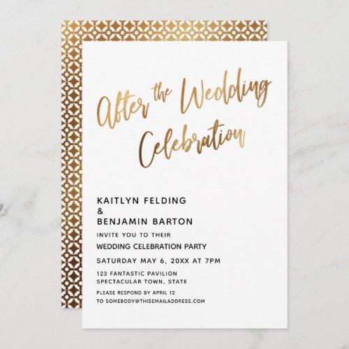 After the Wedding Celebration Gold Reception Invitation