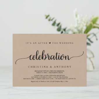 After The Wedding Celebration, Kraft Elopement Invitation | Zazzle