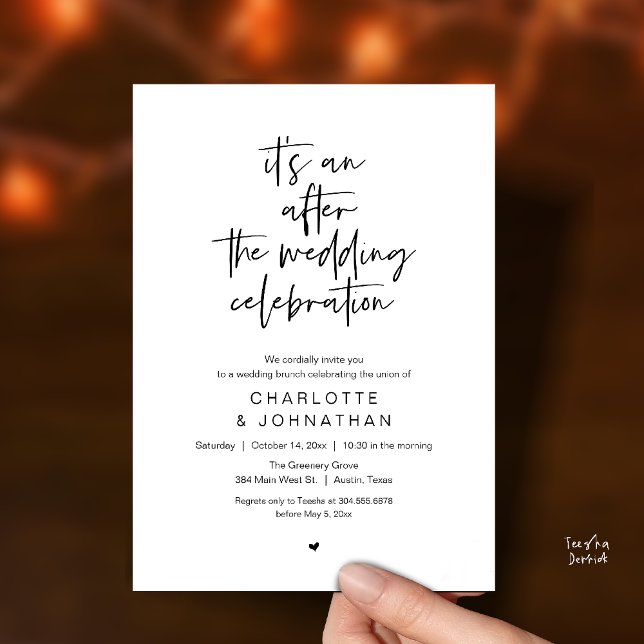 After the wedding celebration, modern brunch invitation (it's an after the wedding celebration, modern brunch invitation card in black and white)
