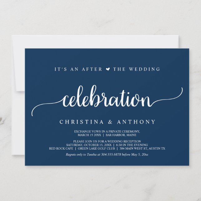 After The Wedding Celebration, Rustic Elopement In Invitation (Front)