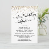 After the Wedding Celebration Script Gold Confetti Invitation (Standing Front)