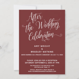 After the Wedding Celebration Simple Burgundy Red Invitation