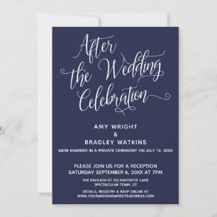 After the Wedding Celebration Simple Elegant Navy Invitation