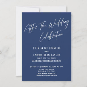After the Wedding Celebration Simple Elegant Navy Invitation