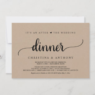 After The Wedding Dinner, Rustic Kraft Elopement Invitation