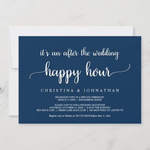 After the wedding Happy Hour Rustic Elopement Inv Invitation