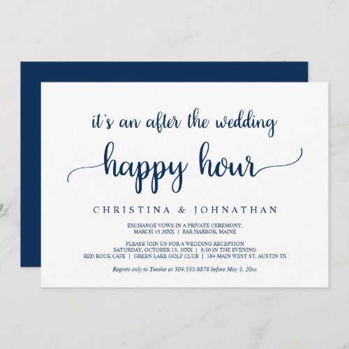 After the wedding Happy Hour Rustic Elopement Inv Invitation