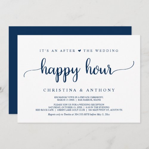 After The Wedding Happy Hour Rustic Elopement Inv Invitation