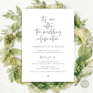 After the wedding, Navy Blue, Elopement Party Invitation