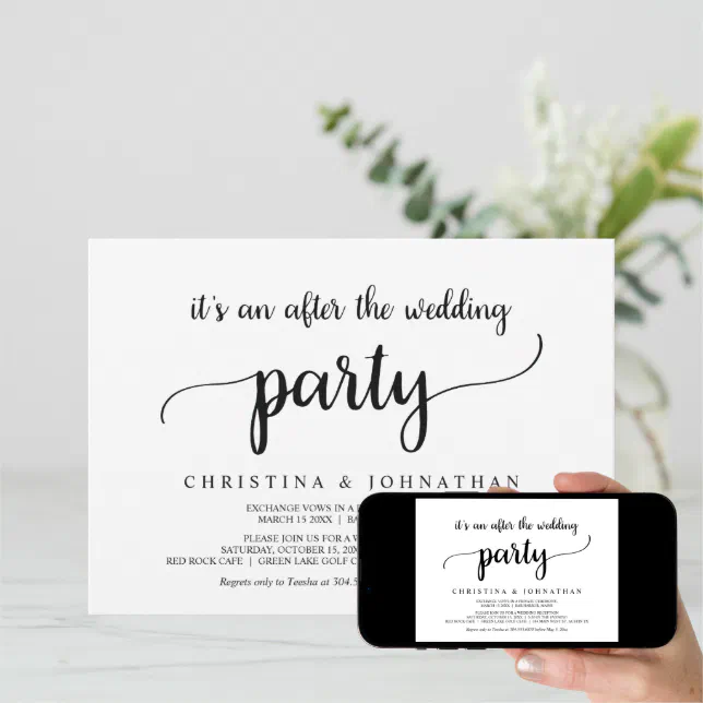 After the wedding party, Modern Rustic Elopement Invitation | Zazzle