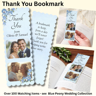 After the Wedding Photos Thank You, Blue Peony Bookmarks