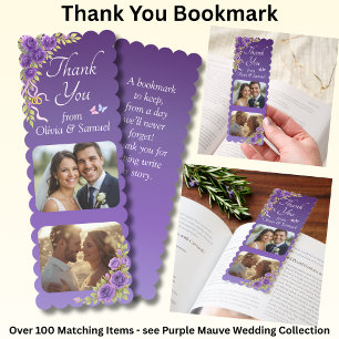 After the Wedding Photos Thank You, Purple Mauve Bookmarks